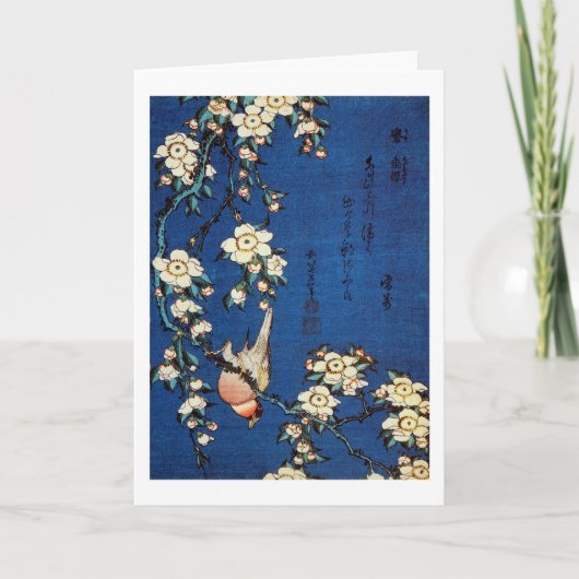 鳥と枝垂桜, 北斎 de Boom van de Kers van de Vogel en het Kaart (Voorkant)
