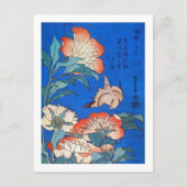 鳥 と 薬, 北 斎 Bird en Peony, Hokusai, Ukiyoe Briefkaart (Voorkant)