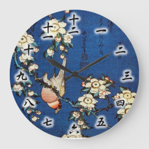 鳥 枝 桜, 北 Bird en Weeping Cherry Tree, Hokusai Grote Klok