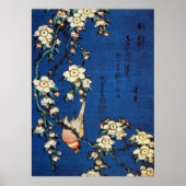 鳥 枝 桜, 北 Bird en Weeping Cherry Tree, Hokusai Poster (Voorkant)