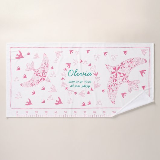 鳥、風に乗る。誕生メモリアル_ピンク2 BADHANDDOEK (Badhanddoek)