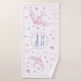 鳥、風に乗る。誕生メモリアル_ピンク BADHANDDOEK