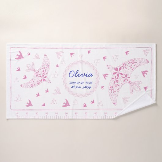 鳥、風に乗る。誕生メモリアル_ピンク BADHANDDOEK (Badhanddoek)