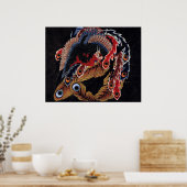 鳳 図, 北 Chinese Phoenix, Hokusai, Art Poster (Keuken)