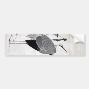 鶴 図, 若 Crane, Jakuchu, Japan Art Bumpersticker