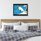 鶴 波, Crane & Wave, Hiroshige, Ukiyo-e Canvas Afdruk (Insitu (Slaapkamer))