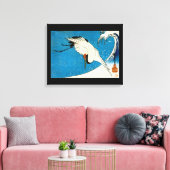 鶴 波, Crane & Wave, Hiroshige, Ukiyo-e Canvas Afdruk (Insitu (Woonkamer))