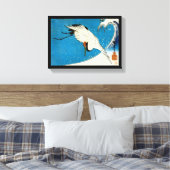 鶴 波, Crane & Wave, Hiroshige, Ukiyo-e Canvas Afdruk (Insitu (Slaapkamer))