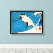 鶴 波, Crane & Wave, Hiroshige, Ukiyo-e Canvas Afdruk (Insitu (Houten vloer))