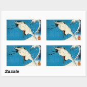 鶴 波, Crane & Wave, Hiroshige, Ukiyo-e Rechthoekige Sticker (Vel)