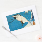 鶴 波, Crane & Wave, Hiroshige, Ukiyo-e Rechthoekige Sticker (Envelop)