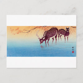 鹿, 小 原 邨 Deer, Ohara Koson, Ukiyo-e Briefkaart