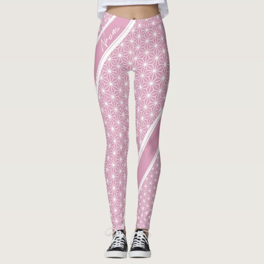 麻の葉 ASANOHA | Japans traditioneel KIMONO patroon Leggings (Voorkant)