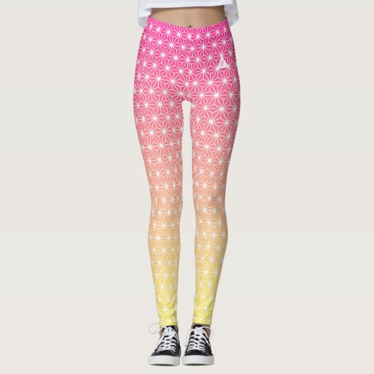 麻の葉 ASANOHA | Japans traditioneel KIMONO patroon Leggings (Voorkant)