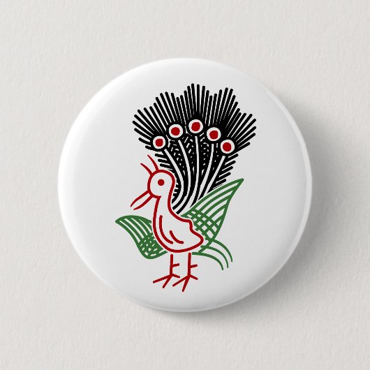 麻雀牌 1索 イーソウロゴのみ-01 RONDE BUTTON 5,7 CM (Voorkant)