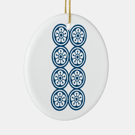 麻雀牌 8筒 / EIGHT OF CIRCLES -MAHJONG TILE- KERAMISCH ORNAMENT (Rechts)