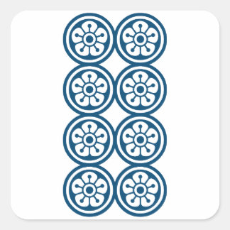 麻雀牌 8筒 / EIGHT OF CIRCLES -MAHJONG TILE- VIERKANTE STICKER