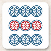 麻雀牌 9筒 / NINE OF CIRCLES -MAHJONG TILE- BIER ONDERZETTER (Voorkant)