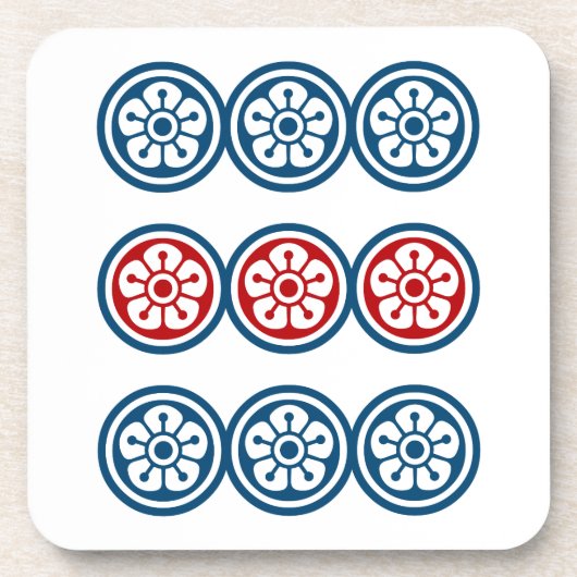 麻雀牌 9筒 / NINE OF CIRCLES -MAHJONG TILE- BIER ONDERZETTER (Voorkant)