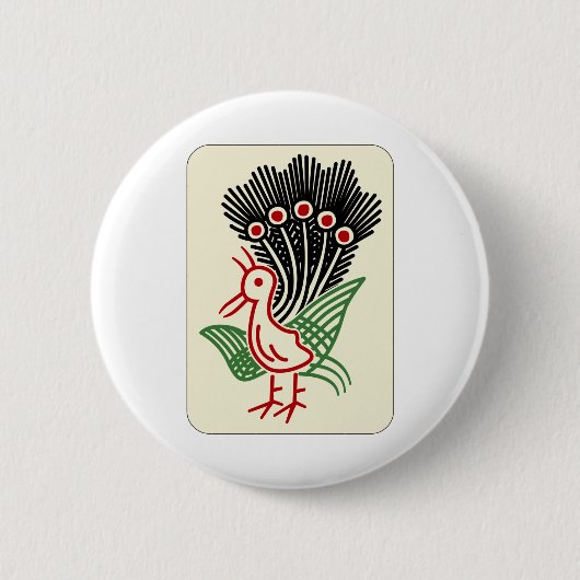 麻 牌 索/ÉÉN VAN BAMBOOS-MAHJONG TEGEL- RONDE BUTTON 5,7 CM (Voorkant)