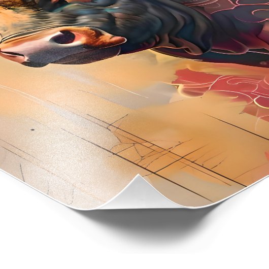 黄金の牛と夢の雲／Golden Bull and Dreamy Clouds Foto Afdruk (Hoek)