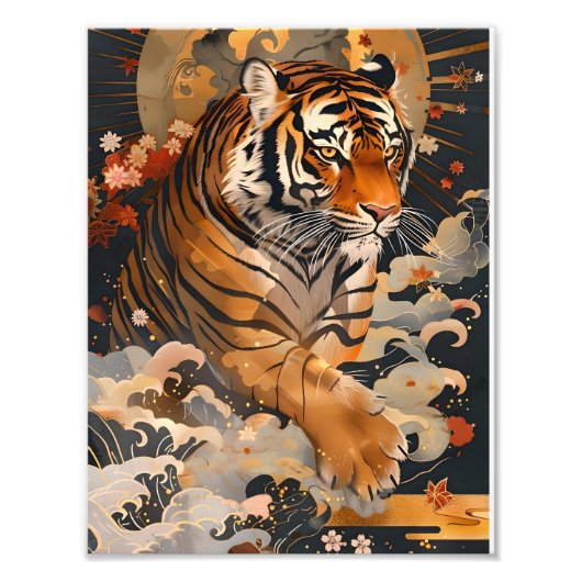 黄金の虎が幸運をもたらす／Golden tiger brings good luck. Foto Afdruk (Voorkant)