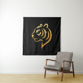 黄金の虎 Gold Tiger – Japanese Minimalist Art Wandkleed (In situ)
