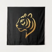 黄金の虎 Gold Tiger – Japanese Minimalist Art Wandkleed (Voorkant)