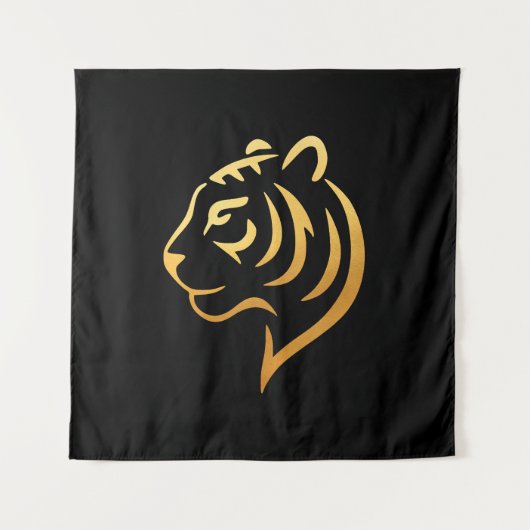 黄金の虎 Gold Tiger – Japanese Minimalist Art Wandkleed (Voorkant)