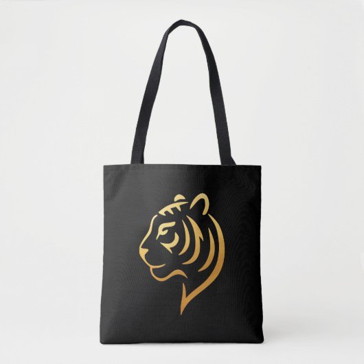 黄金の虎 Gold Tiger – Japanese Minimalist Tote Bag (Voorkant)