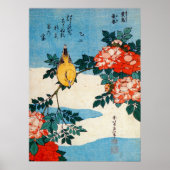 黄 と 薇, 北 gele vogel en Roos, Hokusai, Ukiyo-e Poster (Voorkant)