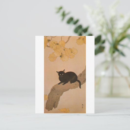 黒猫, 春草 Zwarte Kat, Shunsō Briefkaart (Staand voorkant)