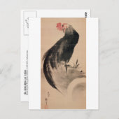 黒 い 鶏, 北 Black Rooster, Hokusai Briefkaart (Voorkant / Achterkant)