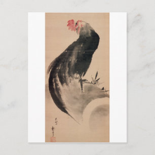 黒 い 鶏, 北 Black Rooster, Hokusai Briefkaart