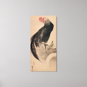 黒 い 鶏, 北 Black Rooster, Hokusai Canvas Afdruk