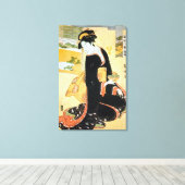 黒 着 の 女, 豊 Woman of Black Kimono, Toyokuni, Ukiyo- Canvas Afdruk (Insitu (Houten vloer))