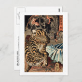 龍 虎, 国 Tiger & Dragon, Kuniyoshi, Ukiyo-e Briefkaart