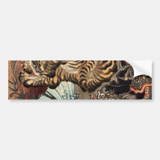 龍 虎, 国 Tiger & Dragon, Kuniyoshi, Ukiyo-e Bumpersticker (Voorkant)