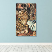 龍 虎, 国 Tiger & Dragon, Kuniyoshi, Ukiyo-e Canvas Afdruk (Insitu (Houten vloer))
