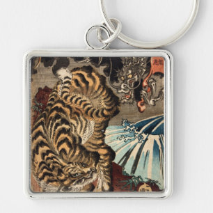 龍 虎, 国 Tiger & Dragon, Kuniyoshi, Ukiyo-e Sleutelhanger