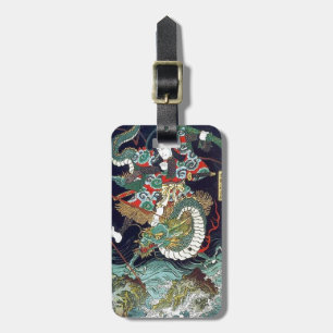 龍 虎, 豊 Dragon & Tiger, Toyokuni, Ukiyo-e Bagagelabel