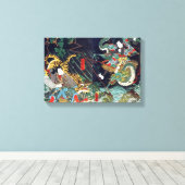 龍 虎, 豊 Dragon & Tiger, Toyokuni, Ukiyo-e Canvas Afdruk (Insitu (Houten vloer))