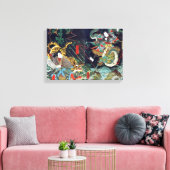 龍 虎, 豊 Dragon & Tiger, Toyokuni, Ukiyo-e Canvas Afdruk (Insitu (Woonkamer))