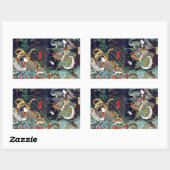龍 虎, 豊 Dragon & Tiger, Toyokuni, Ukiyo-e Rechthoekige Sticker (Vel)