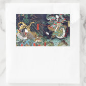 龍 虎, 豊 Dragon & Tiger, Toyokuni, Ukiyo-e Rechthoekige Sticker (Tas)