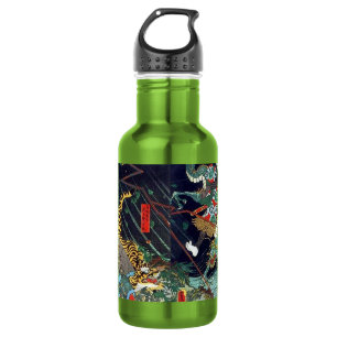 龍 虎, 豊 Dragon & Tiger, Toyokuni, Ukiyo-e Waterfles