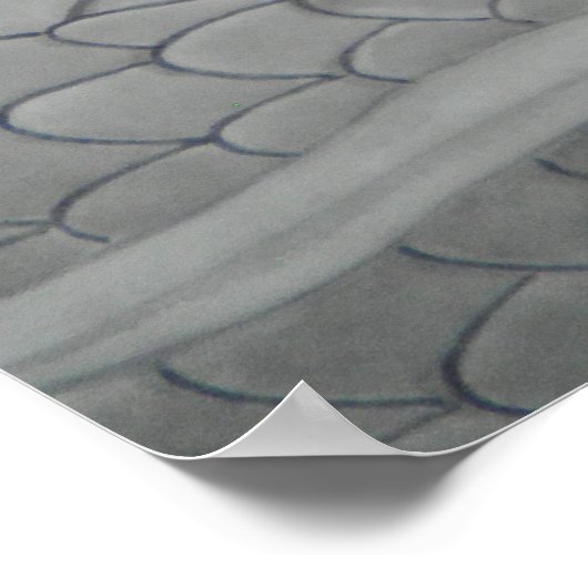 龍　dragon　水墨画　降り白龍 poster (Hoek)