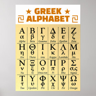 ꡙ 24 Griekse Letters   Het Griekse Alfabet Vertica Poster