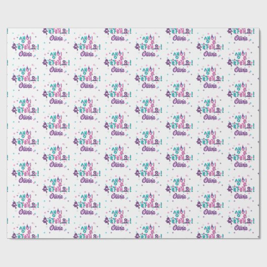 생 축 해 요 HAPPY BIRTHDAY Koreaans gepersonaliseerd Cadeaupapier (Vlak)