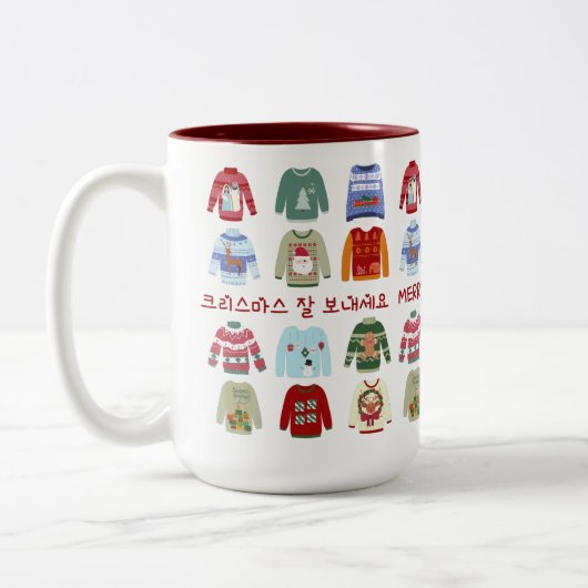 크 스 스 CHRISTMAS SWEATERS in het Koreaans Tweekleurige Koffiemok (Links)